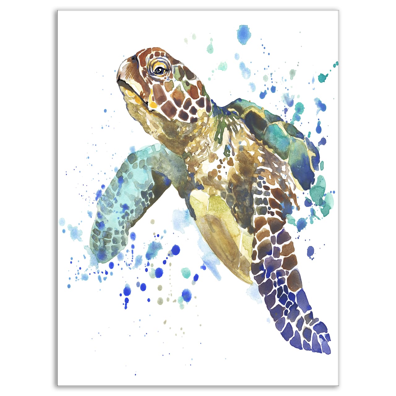 Designart - Blue Sea Turtle - Animal Canvas Art Print